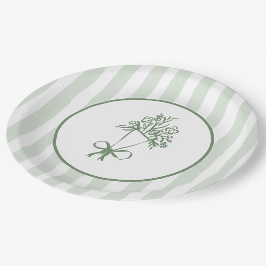 Fresh off Market Sage green whimsical Bouquet Pappteller (Schrägansicht)