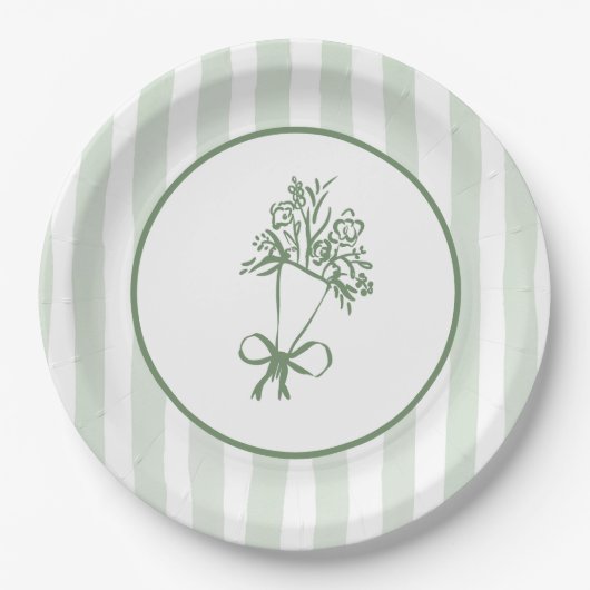 Fresh off Market Sage green whimsical Bouquet Pappteller (Vorderseite)