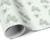 Fresh off Market Whimsical Hand gezogen Grün Geschenkpapier (Rolleneckpunkt)