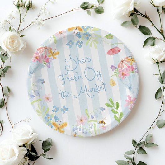 Fresh off Market Wildblume Streifen Wasserfarbe Pappteller