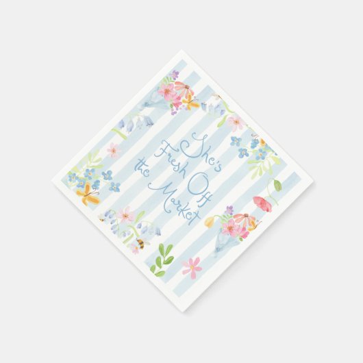 Fresh off Market Wildblume Streifen Wasserfarbe Serviette (Ecke)