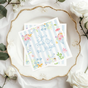 Fresh off Market Wildblume Streifen Wasserfarbe Serviette