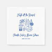 Fresh Off The Market Blue Hand Drawn Bridal Shower Serviette (Vorderseite)