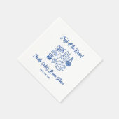 Fresh Off The Market Blue Hand Drawn Bridal Shower Serviette (Ecke)