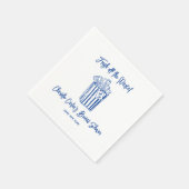 Fresh Off The Market Blue Hand Drawn Bridal Shower Serviette (Ecke)