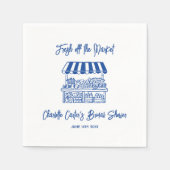 Fresh Off The Market Blue Hand Drawn Bridal Shower Serviette (Vorderseite)