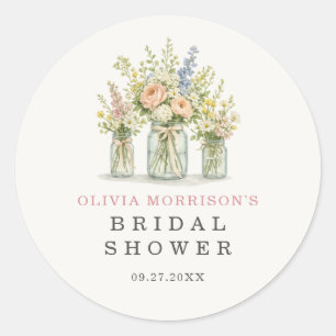 Fresh Off the Market Blumen-Glas Brautparty Runder Aufkleber
