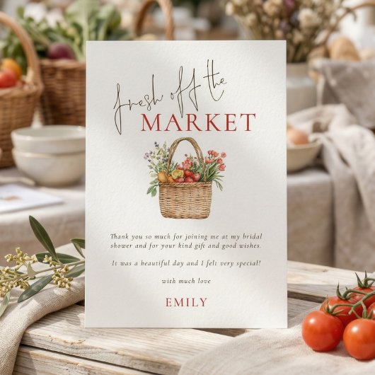 Fresh off the Market Brautparty Dankeskarte