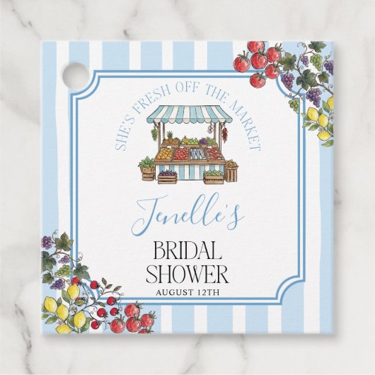 Fresh Off The Market Brautparty Geschenkanhänger (Vorderseite)