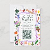 FRESH OFF THE MARKET Bridal Shower CUSTOM QR Code  RSVP Karte (Vorderseite)
