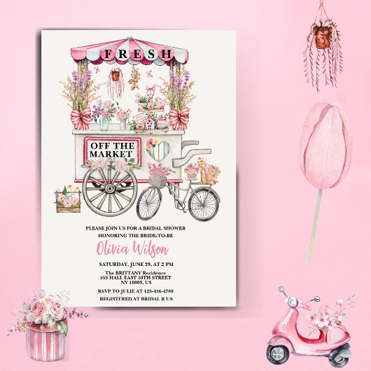 Fresh Off the Market Bridal Shower Floral Chic Inv Einladung