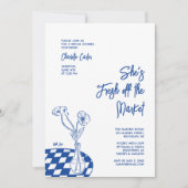 Fresh Off The Market Bridal Shower Hand Drawn Einladung (Vorderseite)