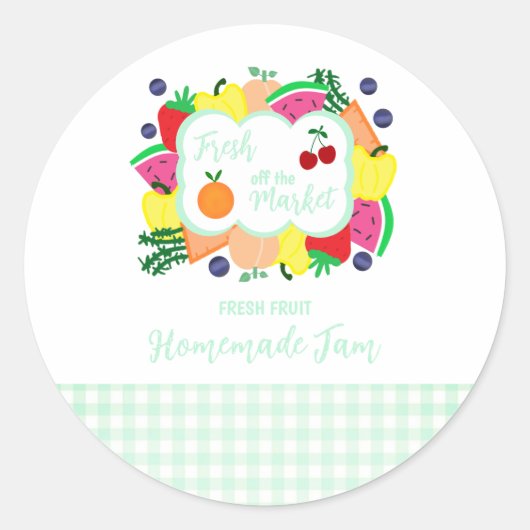 Fresh Off The Market Bridal Shower Homemade Jam Runder Aufkleber (Vorderseite)
