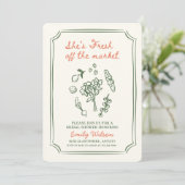Fresh Off the Market Bridal Shower Invitation Einladung (Stehend Vorderseite)