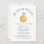 Fresh Off the Market Bridal Shower Orange Rustic Einladung (Vorderseite)
