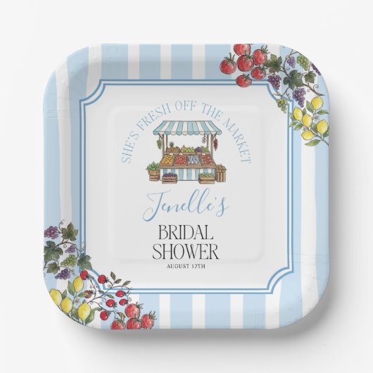 Fresh Off The Market Bridal Shower Pappteller (Vorderseite)