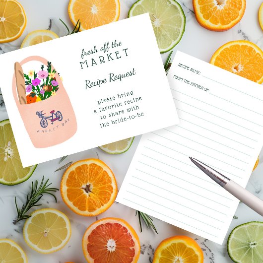 FRESH OFF THE MARKET Bridal Shower Recipe Request Begleitkarte