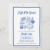 Fresh Off The Market Bridal Shower Whimsical Blue Einladung (Vorderseite)