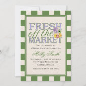 Fresh Off the Market Checkered Bridal Shower Einladung (Vorderseite)