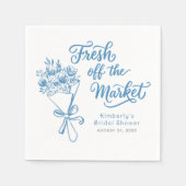Fresh Off The Market Dusty Blue Brautparty Serviette (Vorderseite)