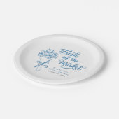 Fresh Off The Market Dusty Blue Bridal Shower Pappteller (Schrägansicht)