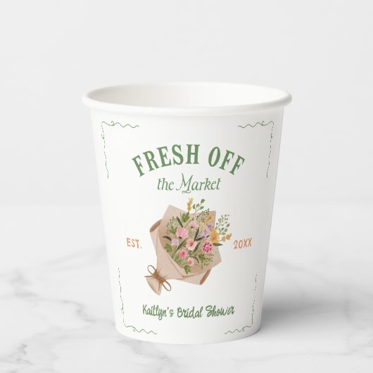 Fresh off the Market Farmer's Market Brautparty Pappbecher (Rückseite)