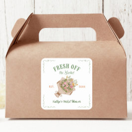 Fresh off the Market Farmer's Market Brautparty Quadratischer Aufkleber