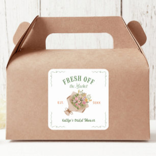 Fresh Off The Market Farmer's Market Brautparty Quadratischer Aufkleber