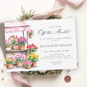 Fresh Off the Market Floral Rosa Brautparty Einladung