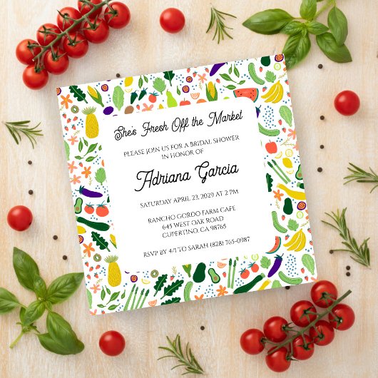 FRESH OFF THE MARKET Fruits & Veggies Cute CUSTOM  Einladung