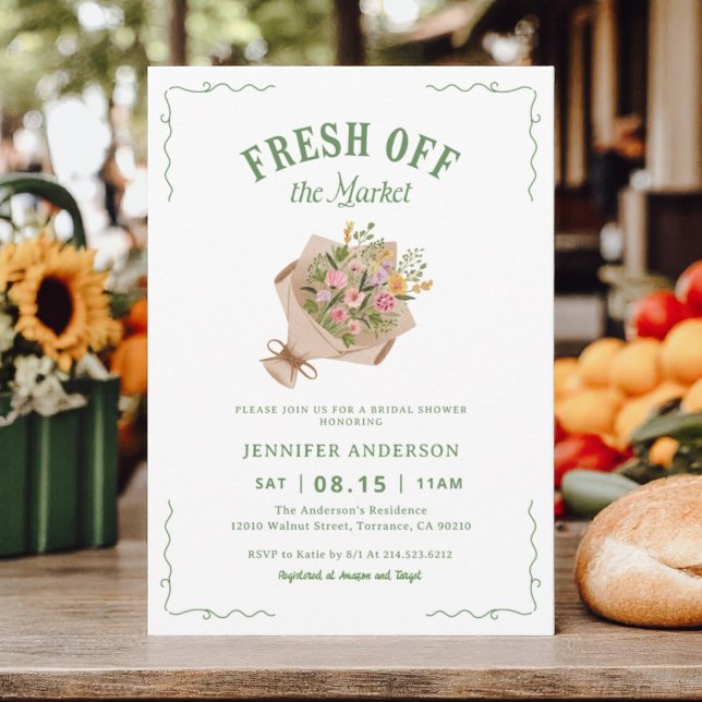Fresh Off The Market Garden Brautparty Einladung