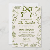 Fresh Off the Market Hand Drawn Bridal Shower Einladung (Vorderseite)