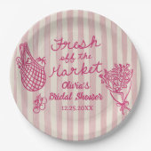 Fresh Off The Market Hand Drawn Bridal Shower Pappteller (Vorderseite)