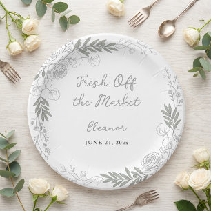 Fresh Off The Market Line Art Rose Braut- Pappteller