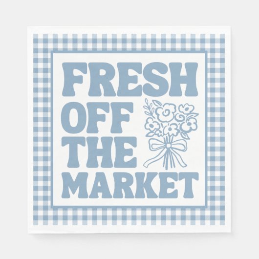Fresh Off the Market Whimsical Blue Bridal Shower Serviette (Vorderseite)