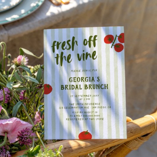 Fresh off the Vine Tomato Hand Drawing Brautparty Einladung