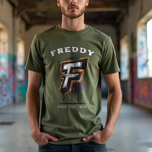 Fresh Off The Wall: Bold Graffiti Monogram "F" T-Shirt