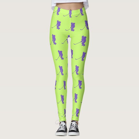 Fresh Olive Green Womens Ice Hockey Pattern Leggings (Vorderseite)