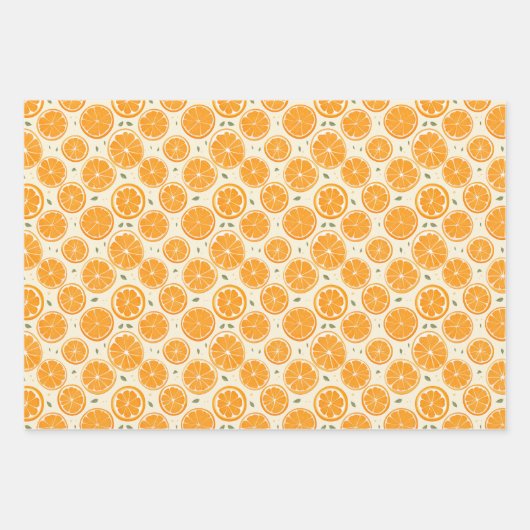 Fresh Orange Slice Pattern – Bright Citrus Fruit  Geschenkpapier Set (Vorderseite 3)