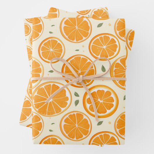 Fresh Orange Slice Pattern – Bright Citrus Fruit  Geschenkpapier Set (Beispiel)
