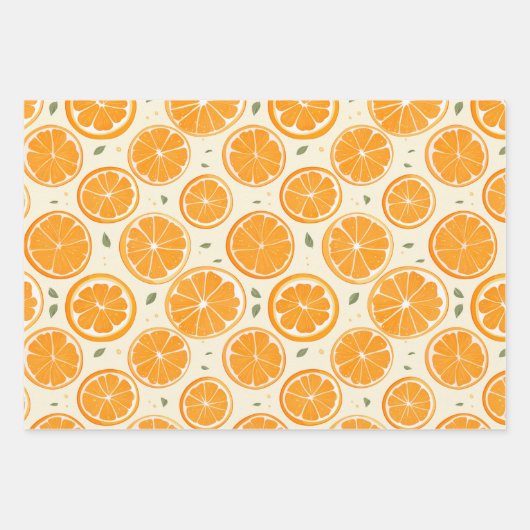 Fresh Orange Slice Pattern – Bright Citrus Fruit  Geschenkpapier Set (Vorderseite)