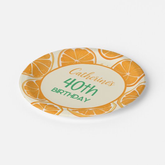 Fresh Orange Slice Pattern – Bright Citrus Fruit Pappteller (Schrägansicht)