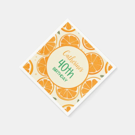 Fresh Orange Slice Pattern – Bright Citrus Fruit Serviette (Ecke)