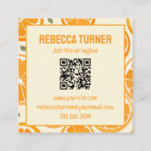 Fresh Orange Slice Pattern, Bright Citrus, QR Code Quadratische Visitenkarte (Rückseite)