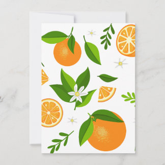 Fresh oranges with flowers and leaves einladung