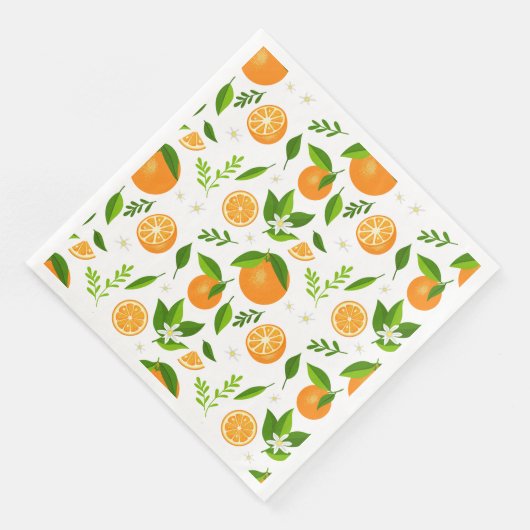 Fresh oranges with flowers and leaves serviette (Ecke)