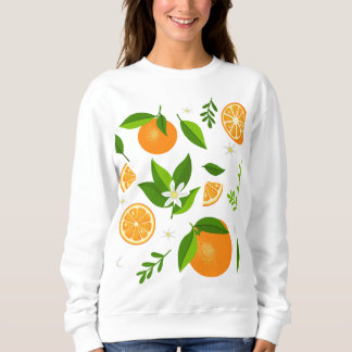 Fresh oranges with flowers and leaves sweatshirt