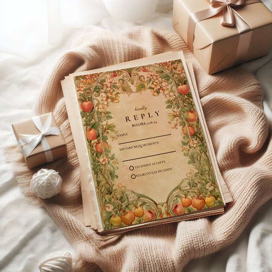 Fresh Orchard Botanical Wedding RSVP Karte