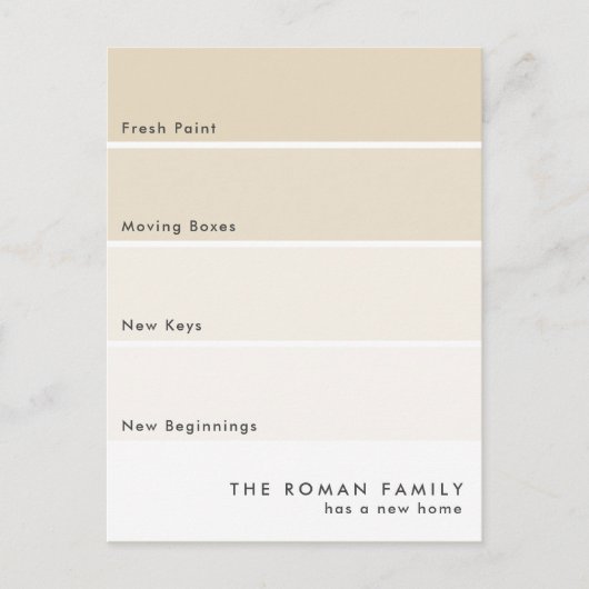 Fresh Paint Chip Mouncement Beige Postkarte (Vorderseite)