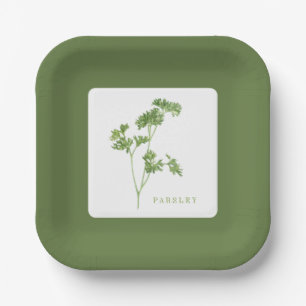 FRESH PARSLEY 7" Square Paper Tellers - Green Pappteller